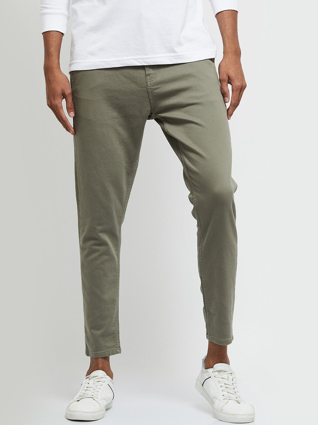 

max Men Olive Green Slim Fit Jeans