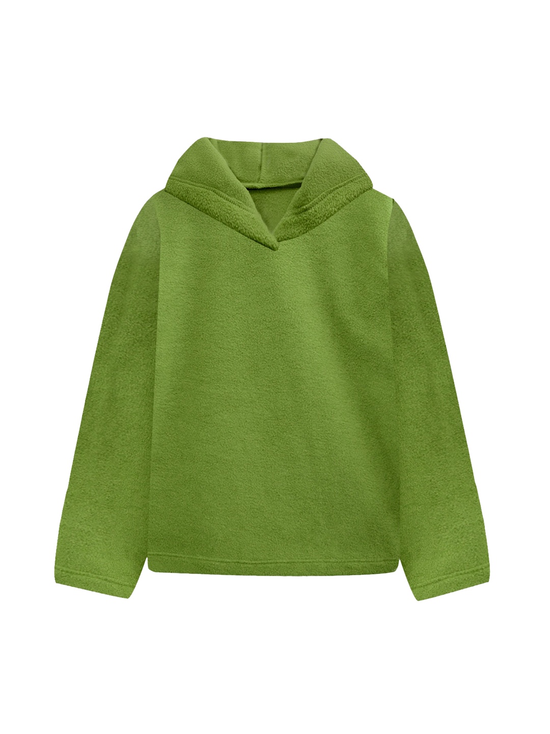 

A T U N Women Olive Green Solid Hooded Sweatshirt