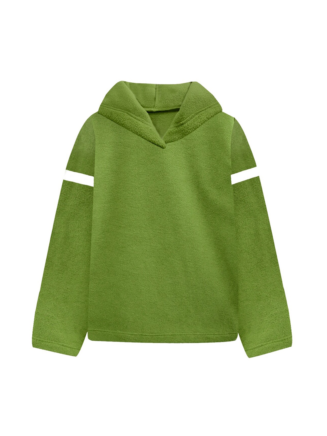 

A T U N Women Olive Green Hooded Sweatshirt