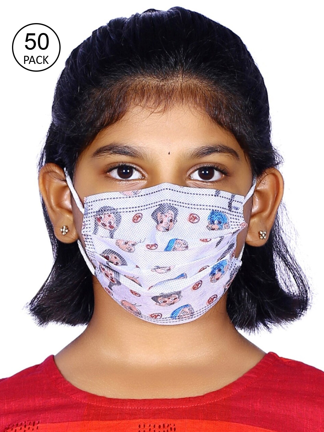 

Chhota Bheem Kids Pack Of 50 Printed 4-Ply Surgical Masks, Grey