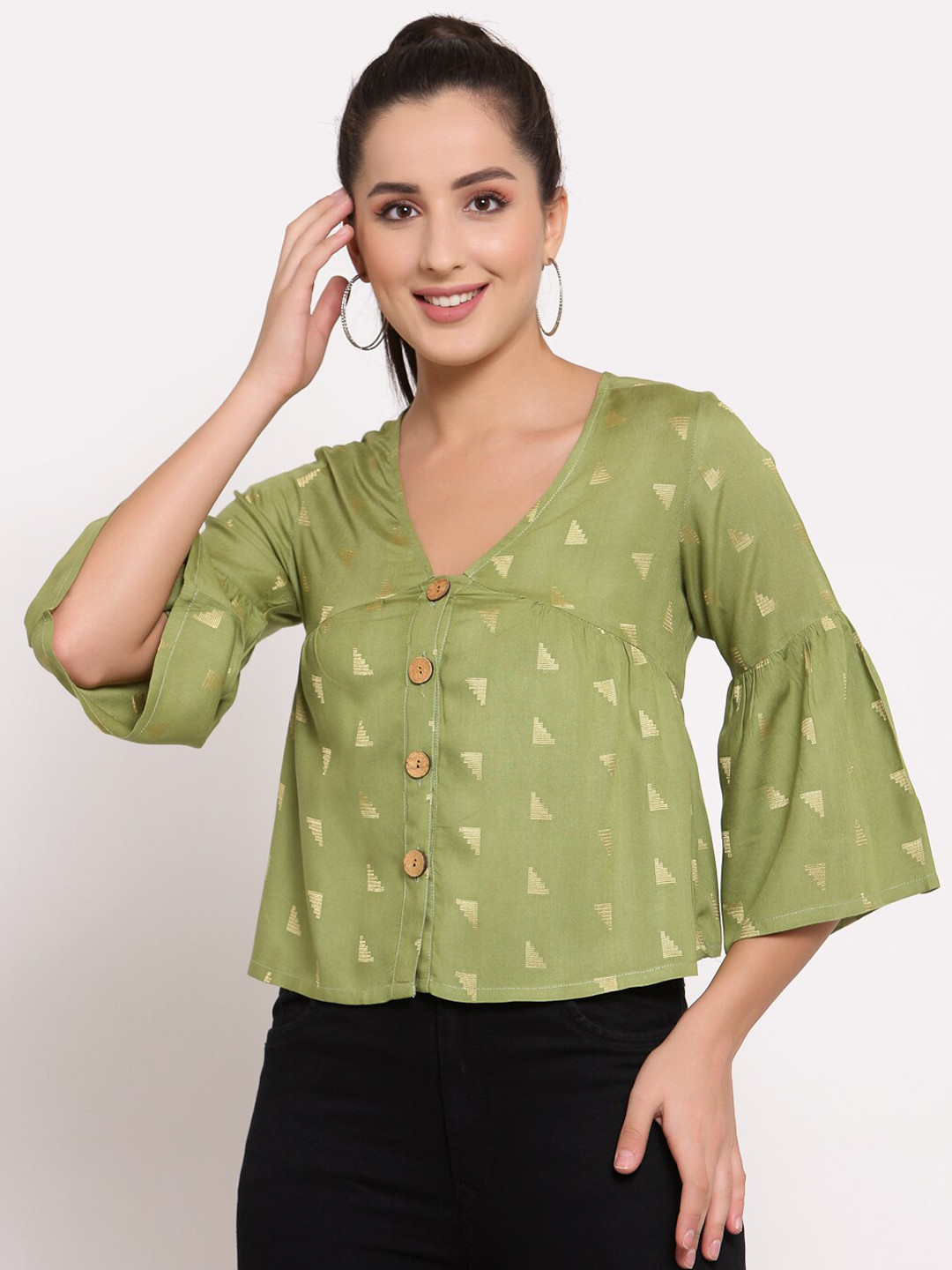 

LUCERO Green Geometric Regular Top