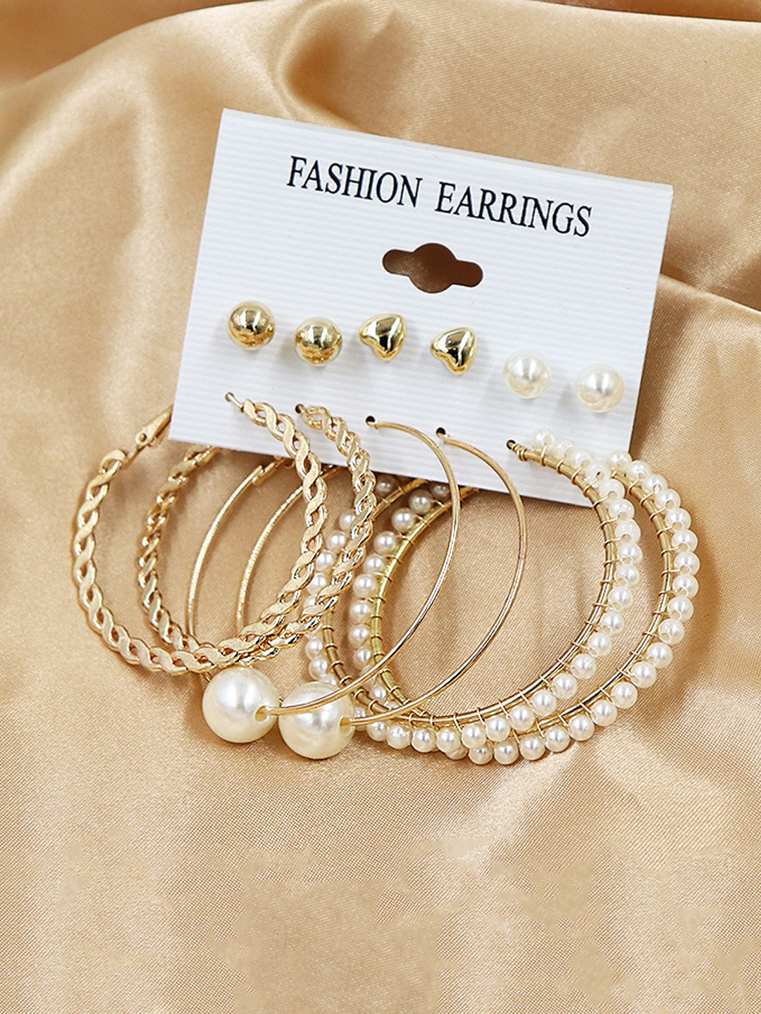 

Yellow Chimes Set of 6 Gold Plated Gold-Toned Contemporary Hoop Earrings