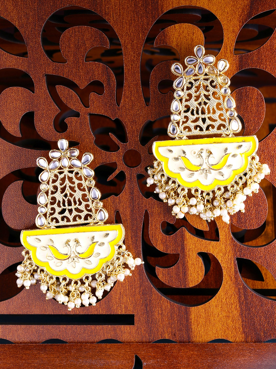 

Yellow Chimes Yellow & White Contemporary Drop Earrings