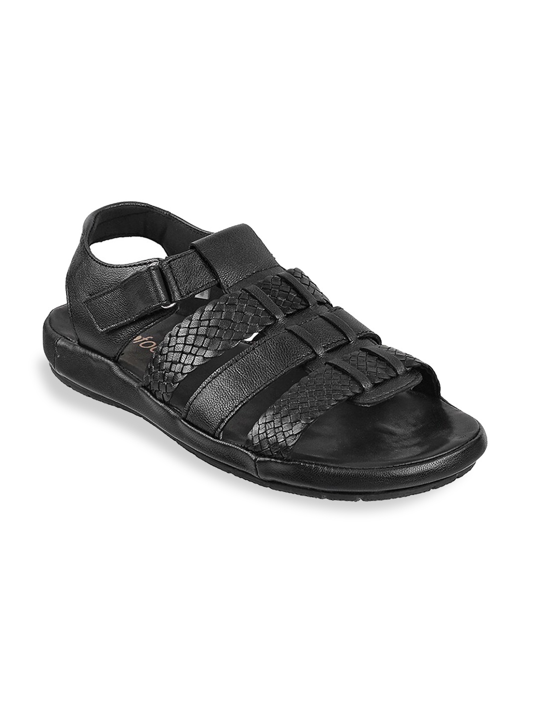 

Metro Men Black Leather Comfort Sandals