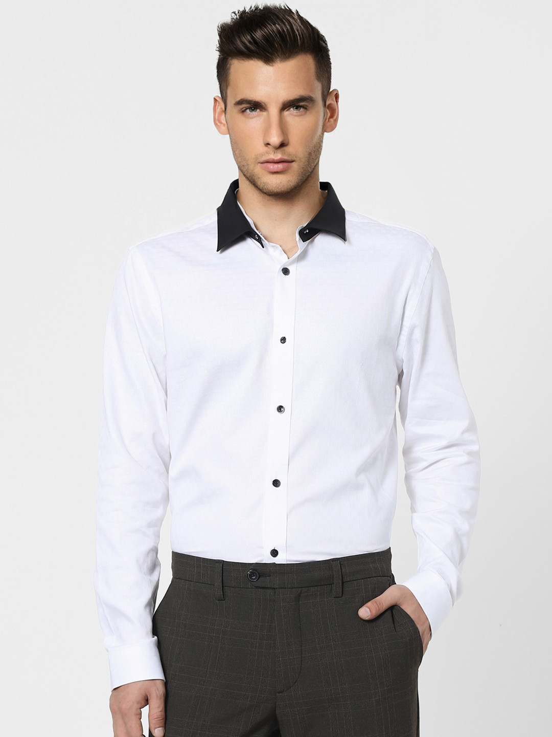 

Jack & Jones Men White Opaque Cotton Formal Shirt