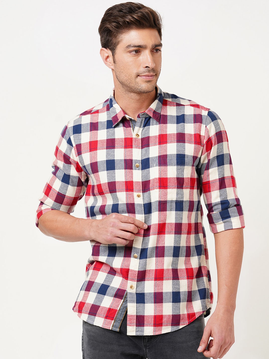 

Pepe Jeans Men Red Tartan Checks Opaque Checked Casual Shirt