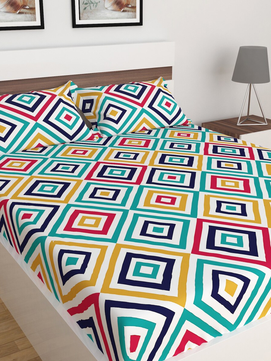 

Home Centre Juniper Multicolour Printed Double Bedsheet Set, Multi