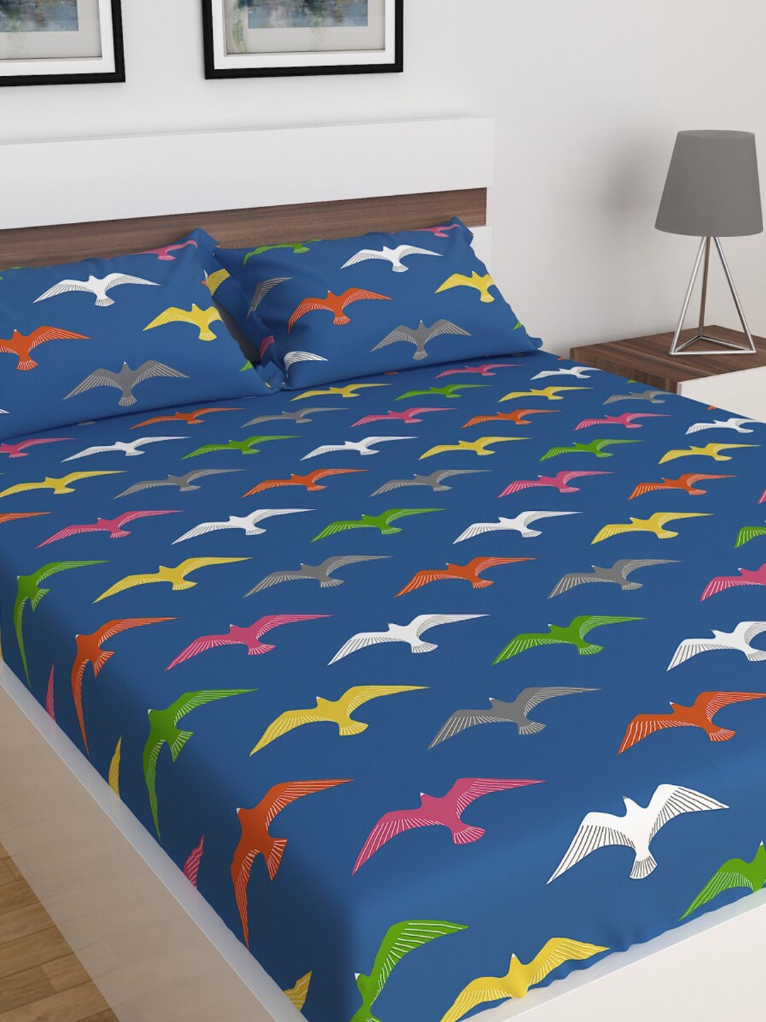 

Home Centre Blue Juniper 3 Piece Printed Double Bedsheet Set