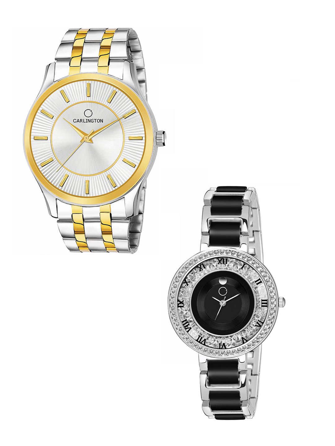 

CARLINGTON Unisex Multicoloured Brass Mother of Pearl Dial & Multicoloured Stainless Steel Bracelet Style Watch, Silver