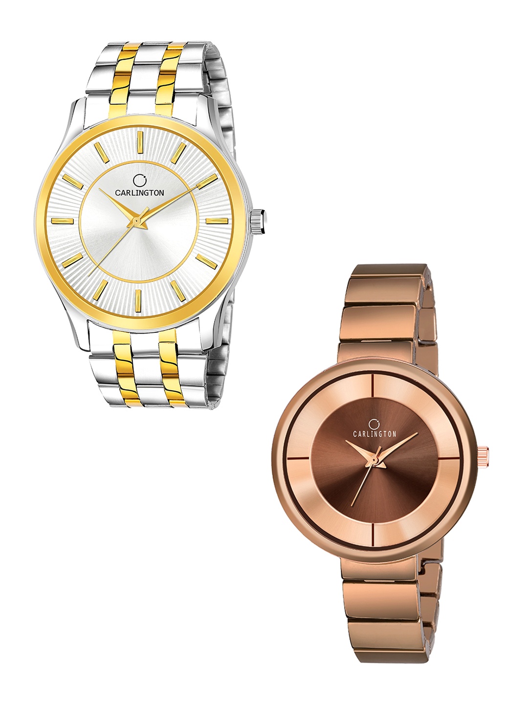 

CARLINGTON Set-2 Multicoloured Brass Bracelet Style Watch Combo CT-6220SS - 114 Brown, Silver