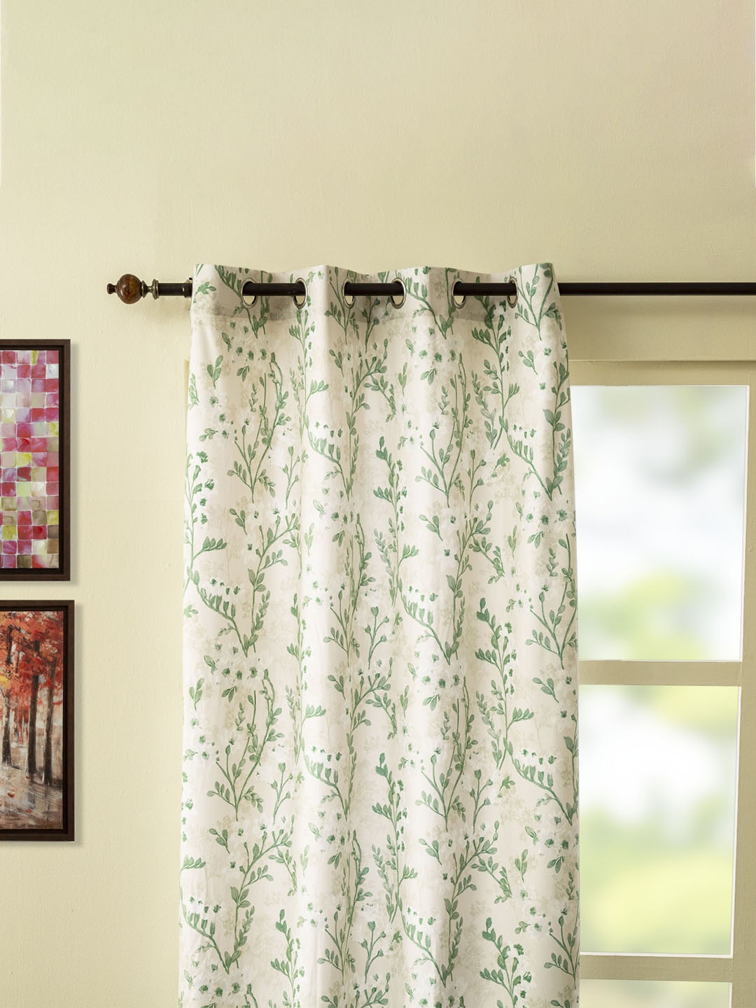 

Home Centre Off White & Green Floral Window Curtain