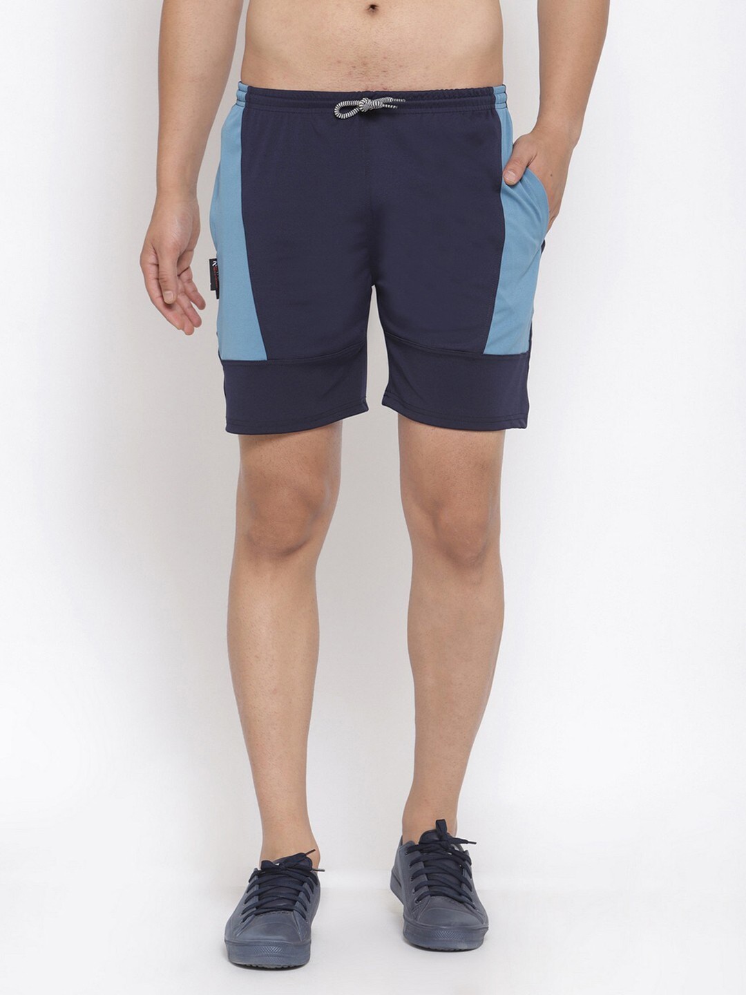 

KLOTTHE Men Blue Colourblocked Regular Fit Sports Shorts