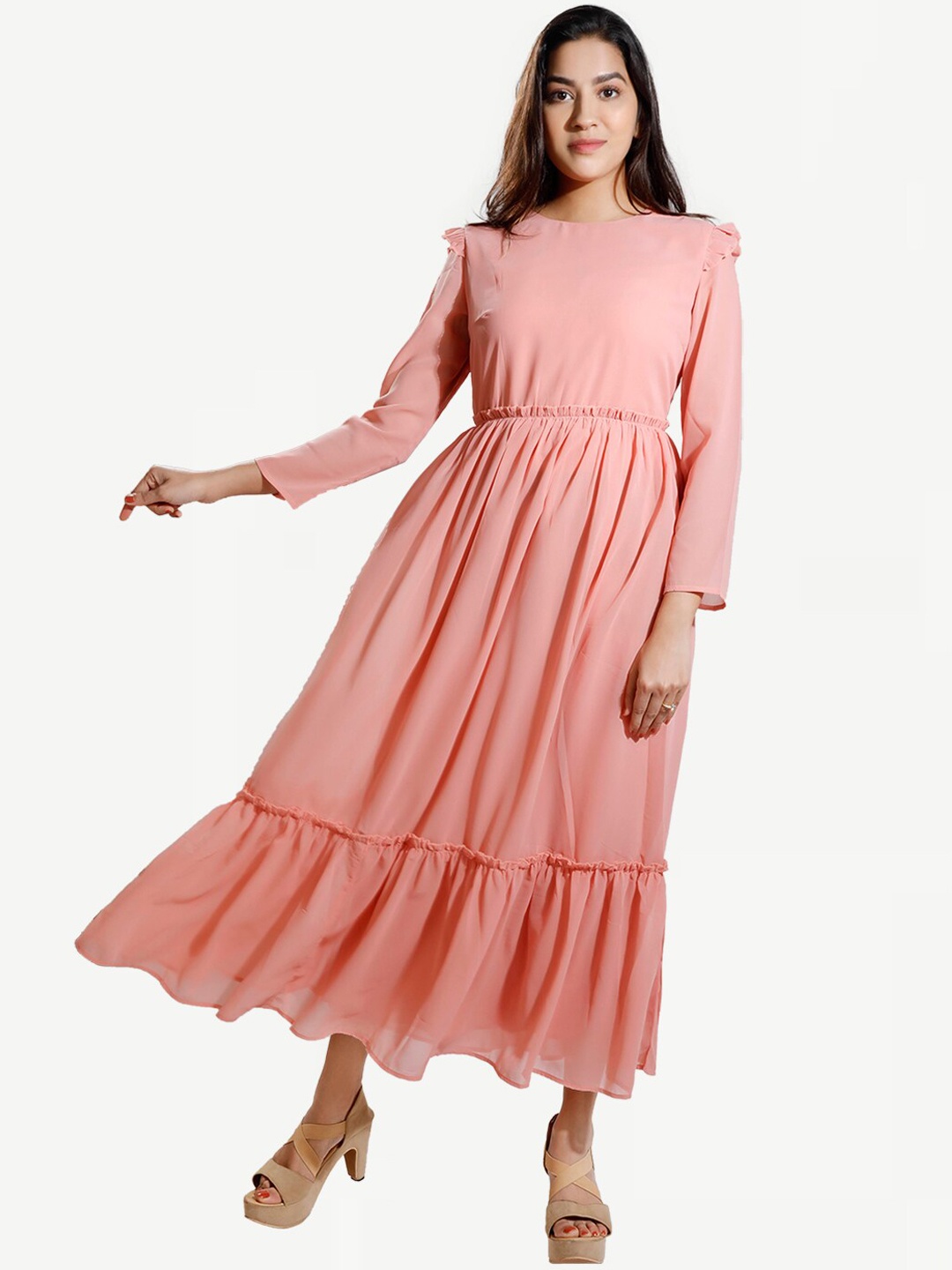 

Dream of Glory Inc Pink Layered Georgette Maxi Dress