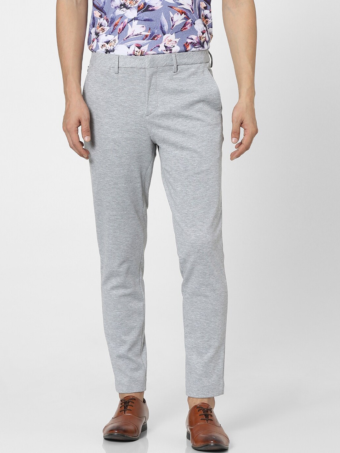 

Jack & Jones Men Grey Slim Fit Trousers