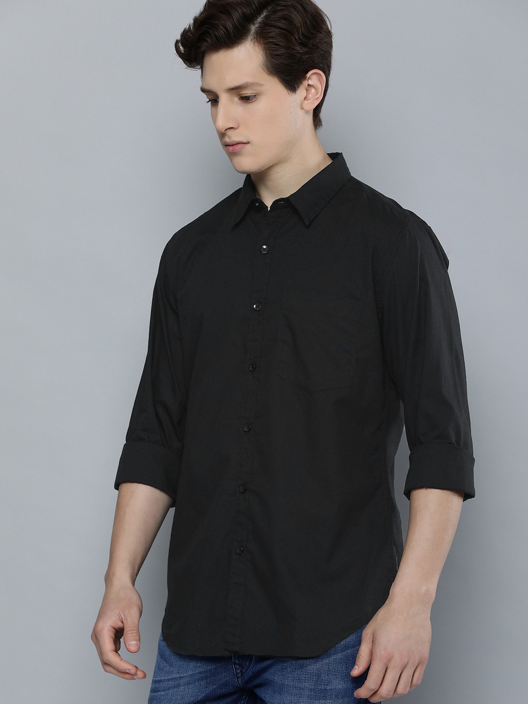 

Harvard Men Black Solid Casual Shirt