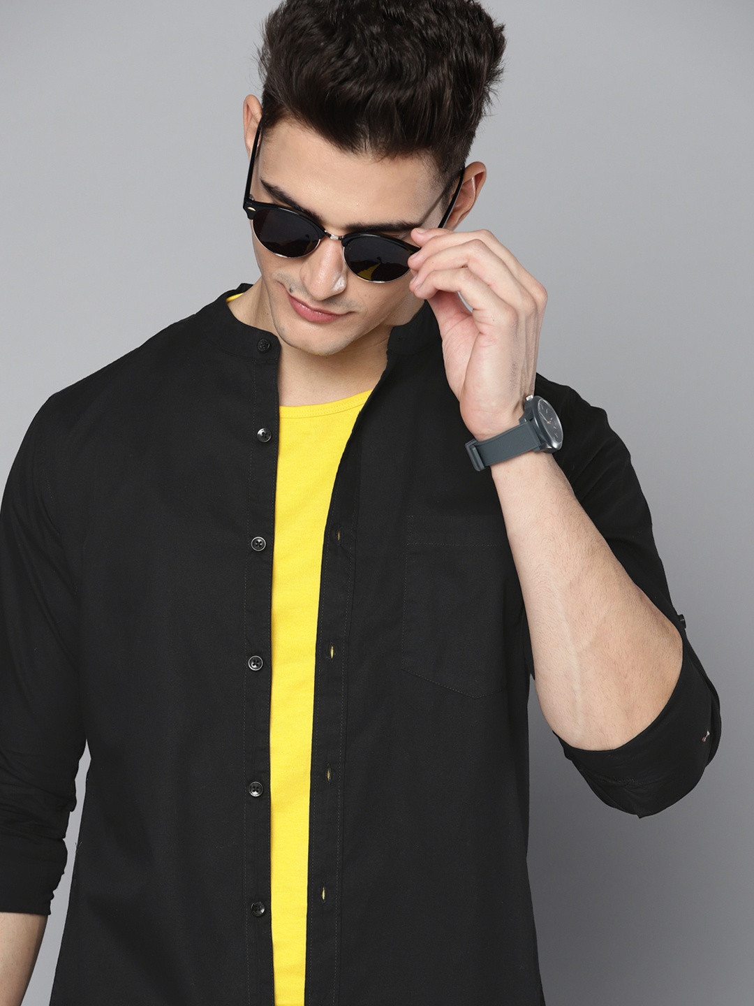 

Harvard Men Black Solid Pure Cotton Shirt