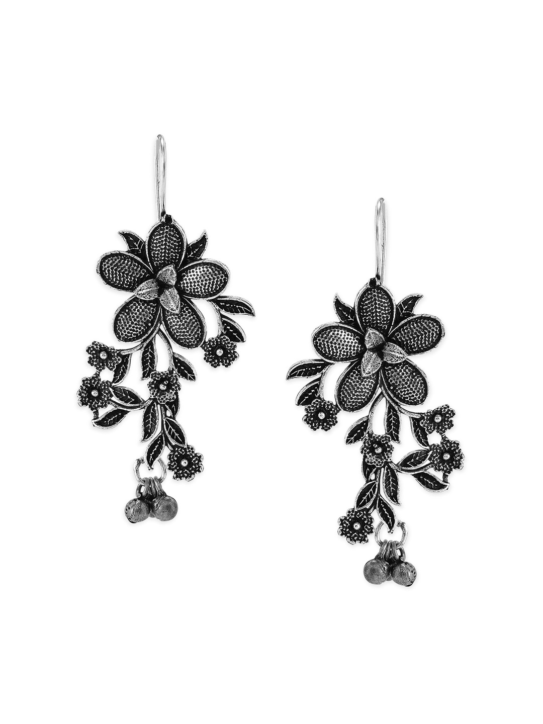 

Anouk Silver-Toned Floral Jhumkas Earrings