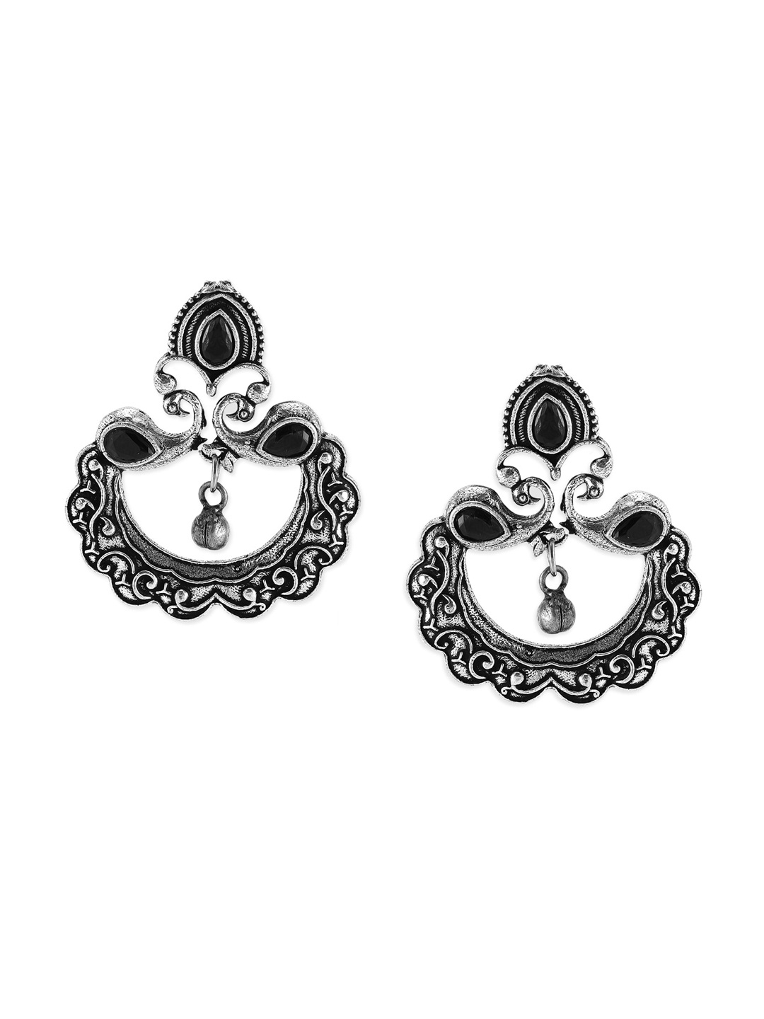 

Anouk Silver-Toned Crescent Shaped Chandbalis Earrings