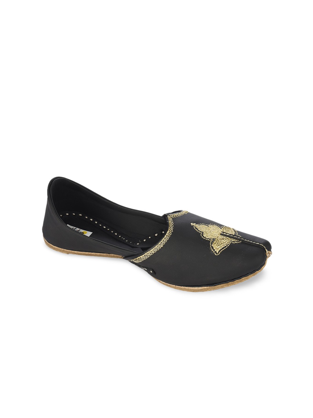 

Hulya Men Black Woven Design Leather Mojaris