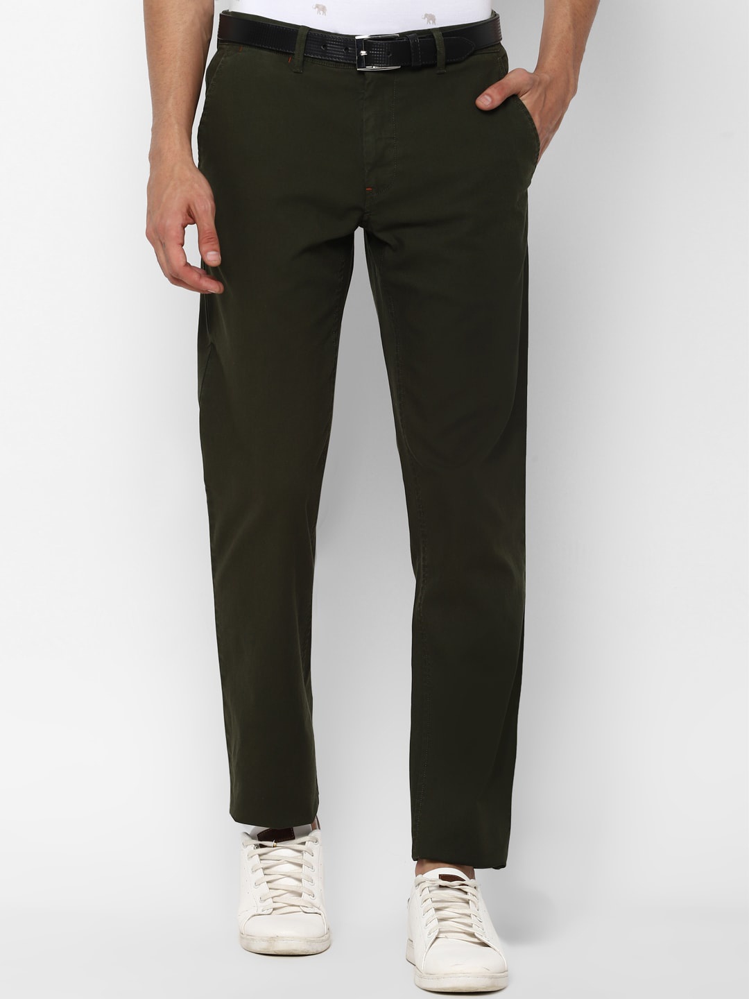 

SIMON CARTER LONDON Men Olive Green Slim Fit Trousers