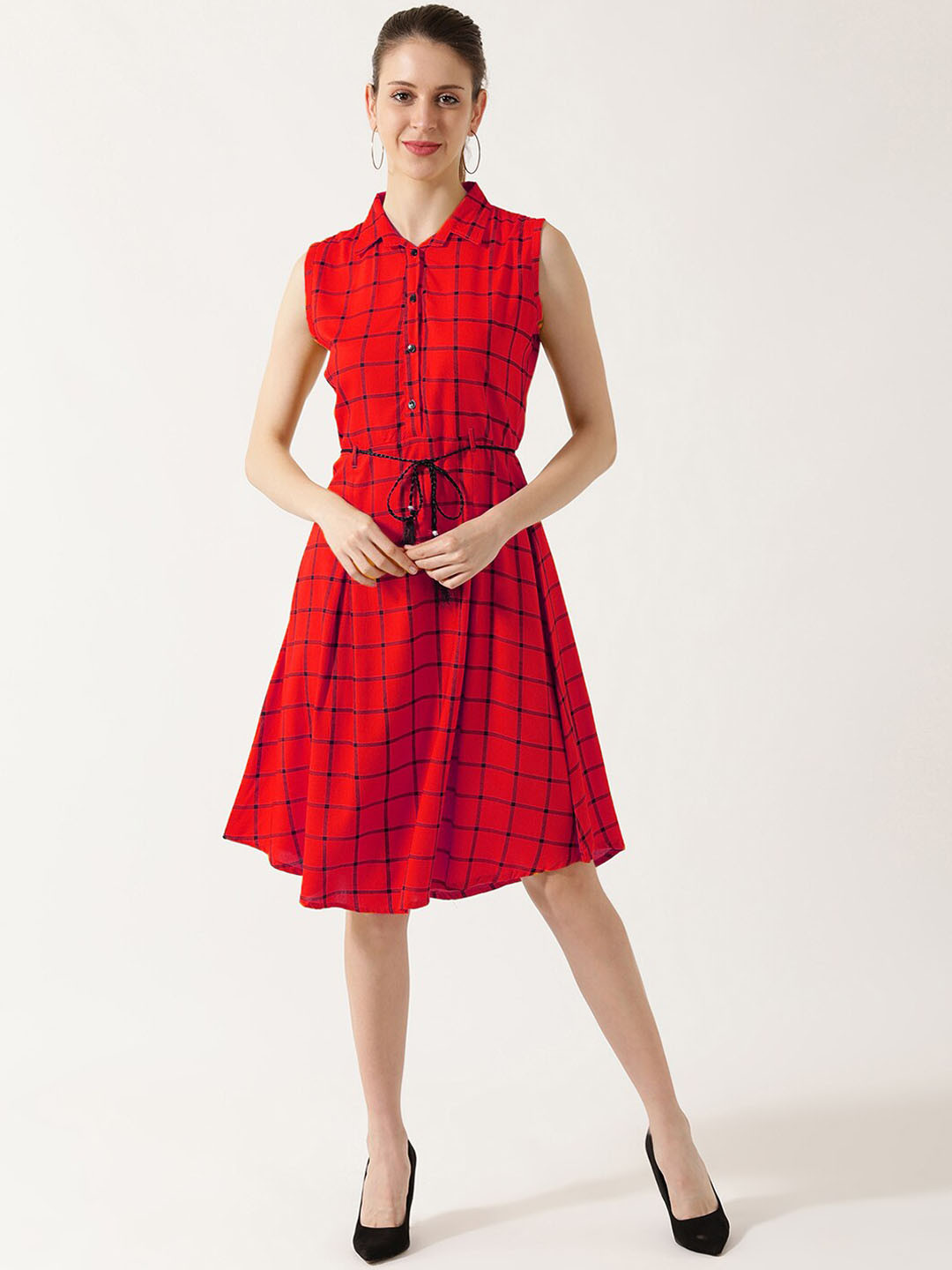 

V2 Value & Variety Red Checked Dress
