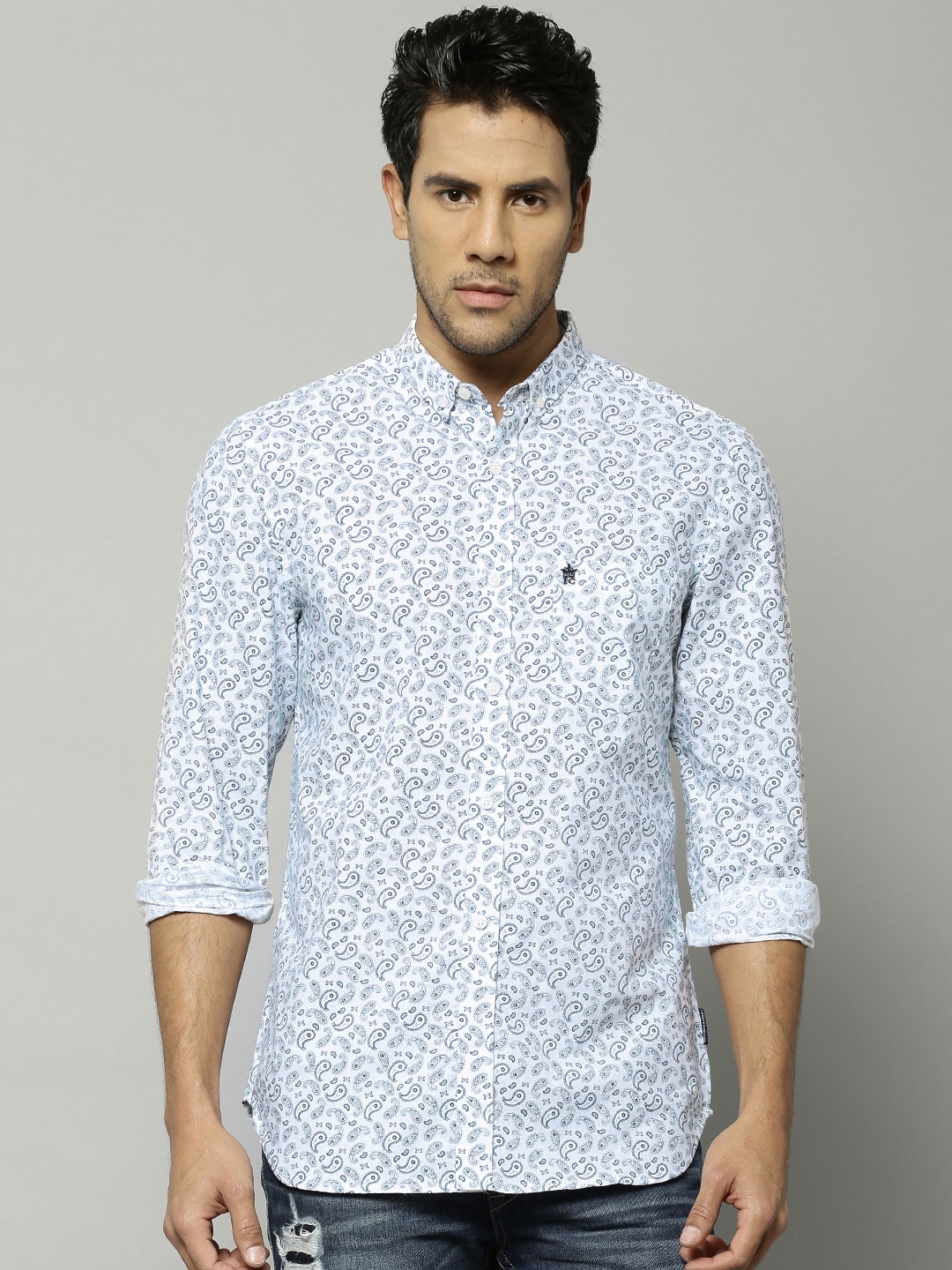 

French Connection Men White Printed Casual Shirt