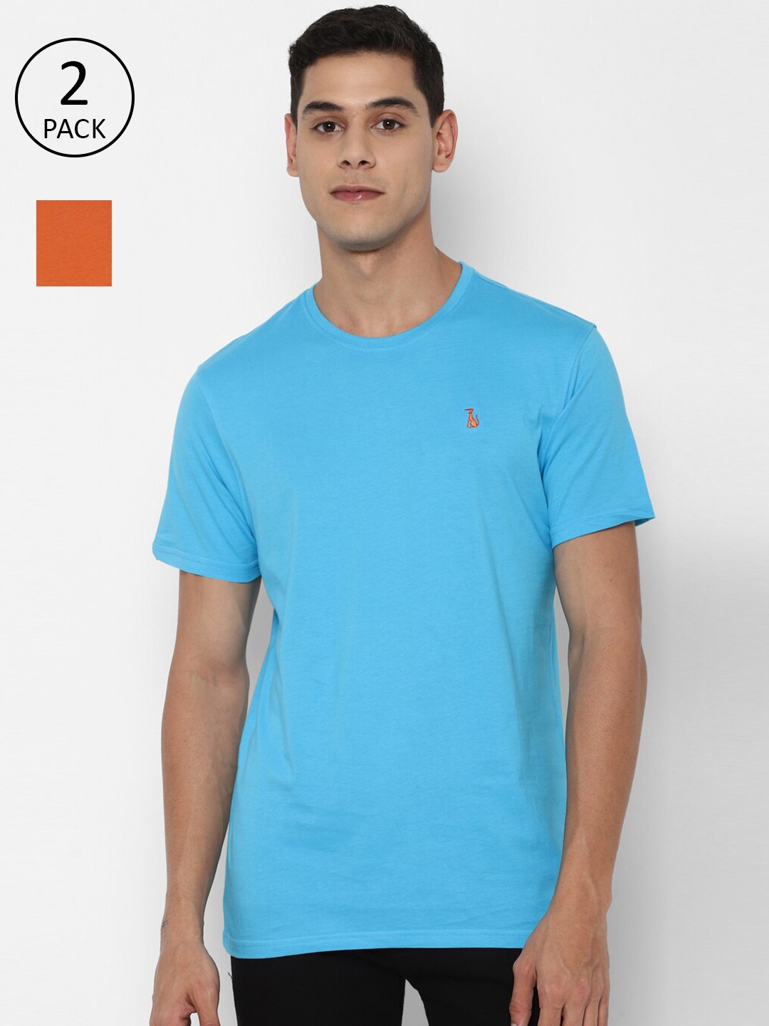 

SIMON CARTER LONDON Set-2 Men Blue& Orange Applique Slim Fit T-shirt