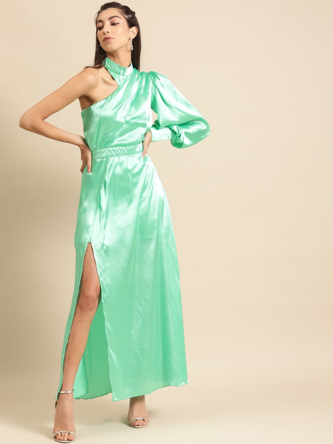 

DODO & MOA Green Satin Maxi Dress