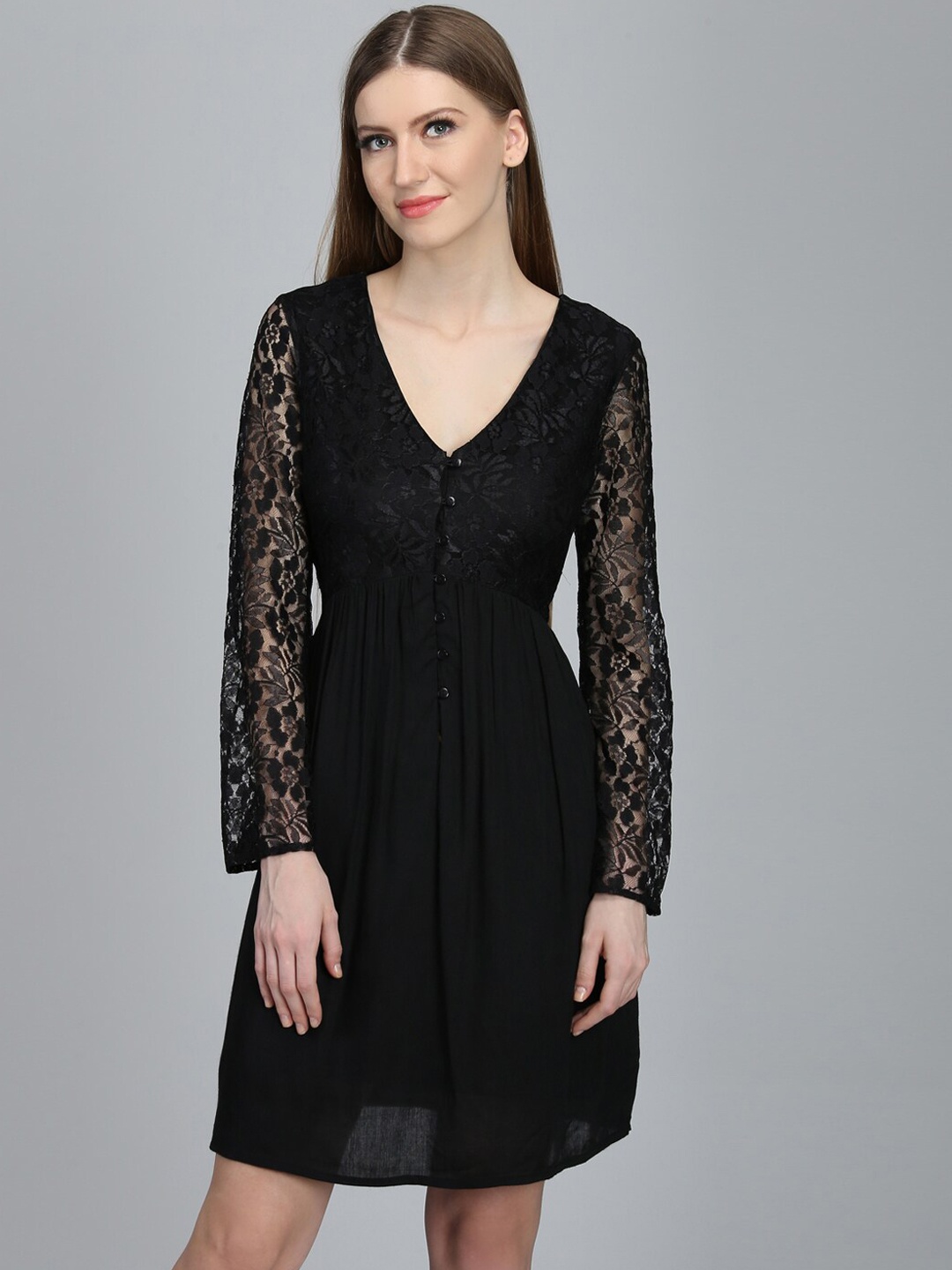 

DODO & MOA Black Lace Fit and Flare Dress