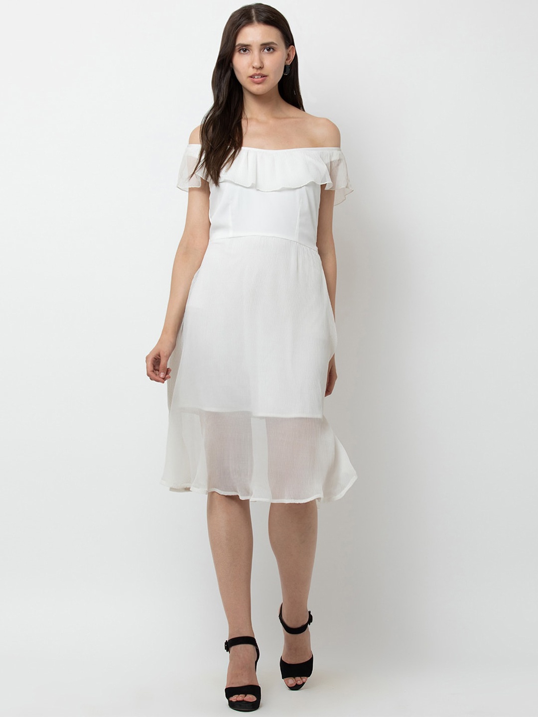 

DODO & MOA White Off-Shoulder Crepe Dress