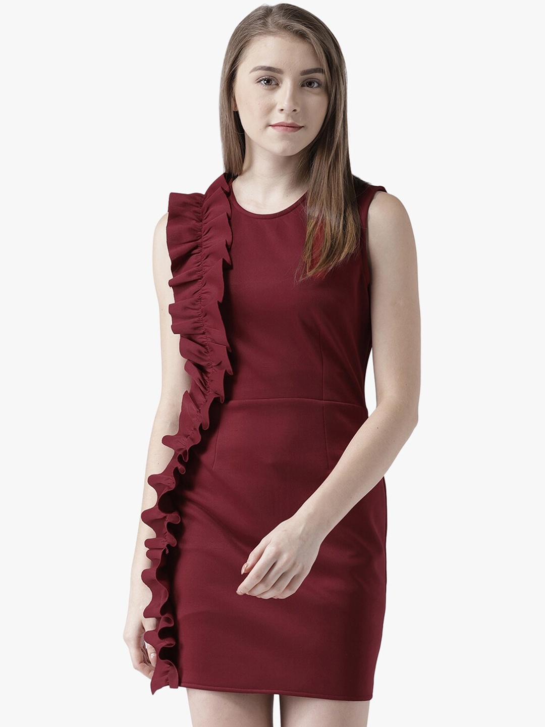 

DODO & MOA Maroon Scuba Sheath Mini Dress