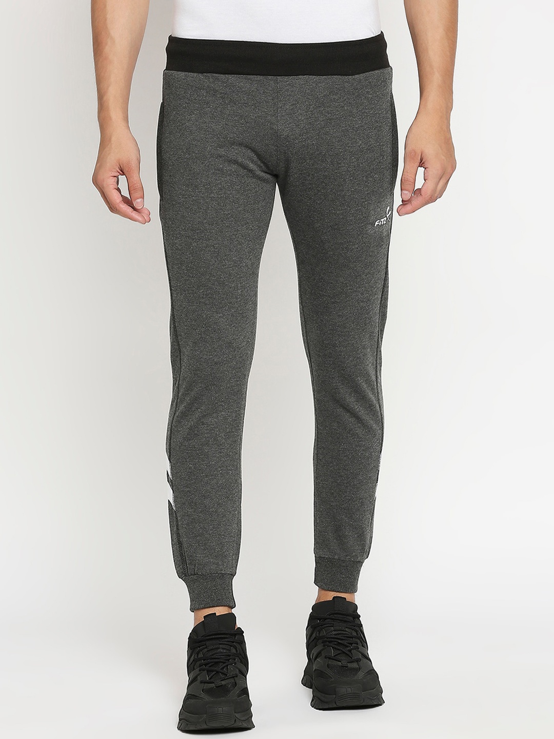 

FiTZ Men Charcoal Grey Solid Slim-Fit Joggers