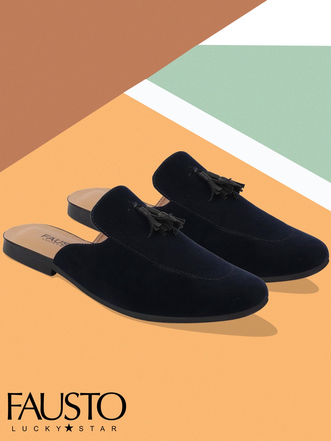 

FAUSTO Men Blue Velvet Mules