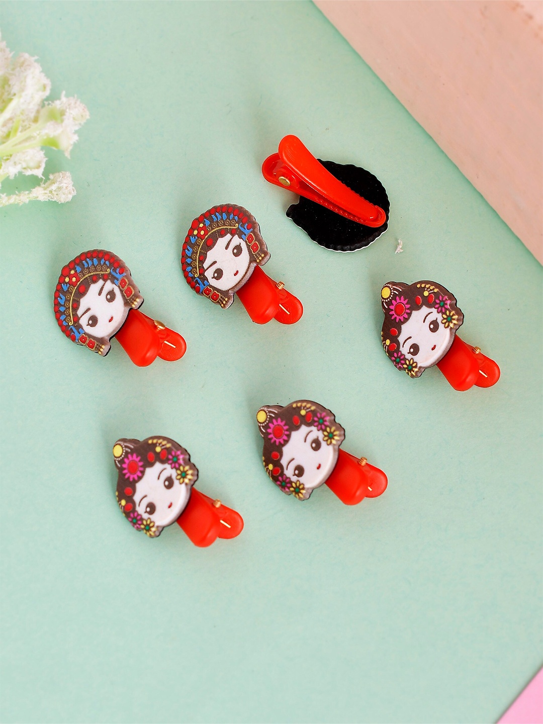 

Silvermerc Designs Girls Red & Brown Set of 6 Alligator Hair Clips