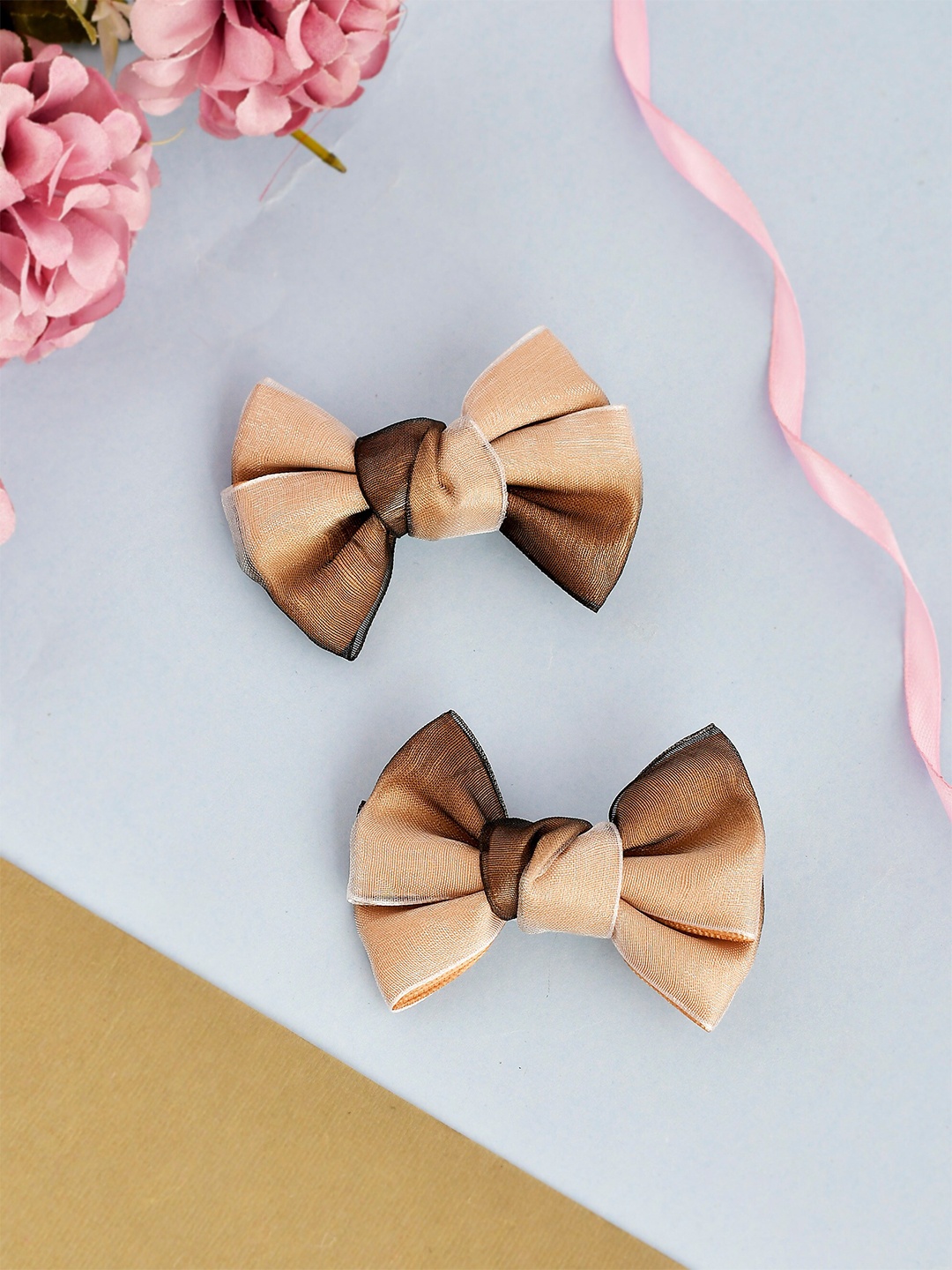 

Silvermerc Designs Women Set of 2 Tan Bow Hair Clip