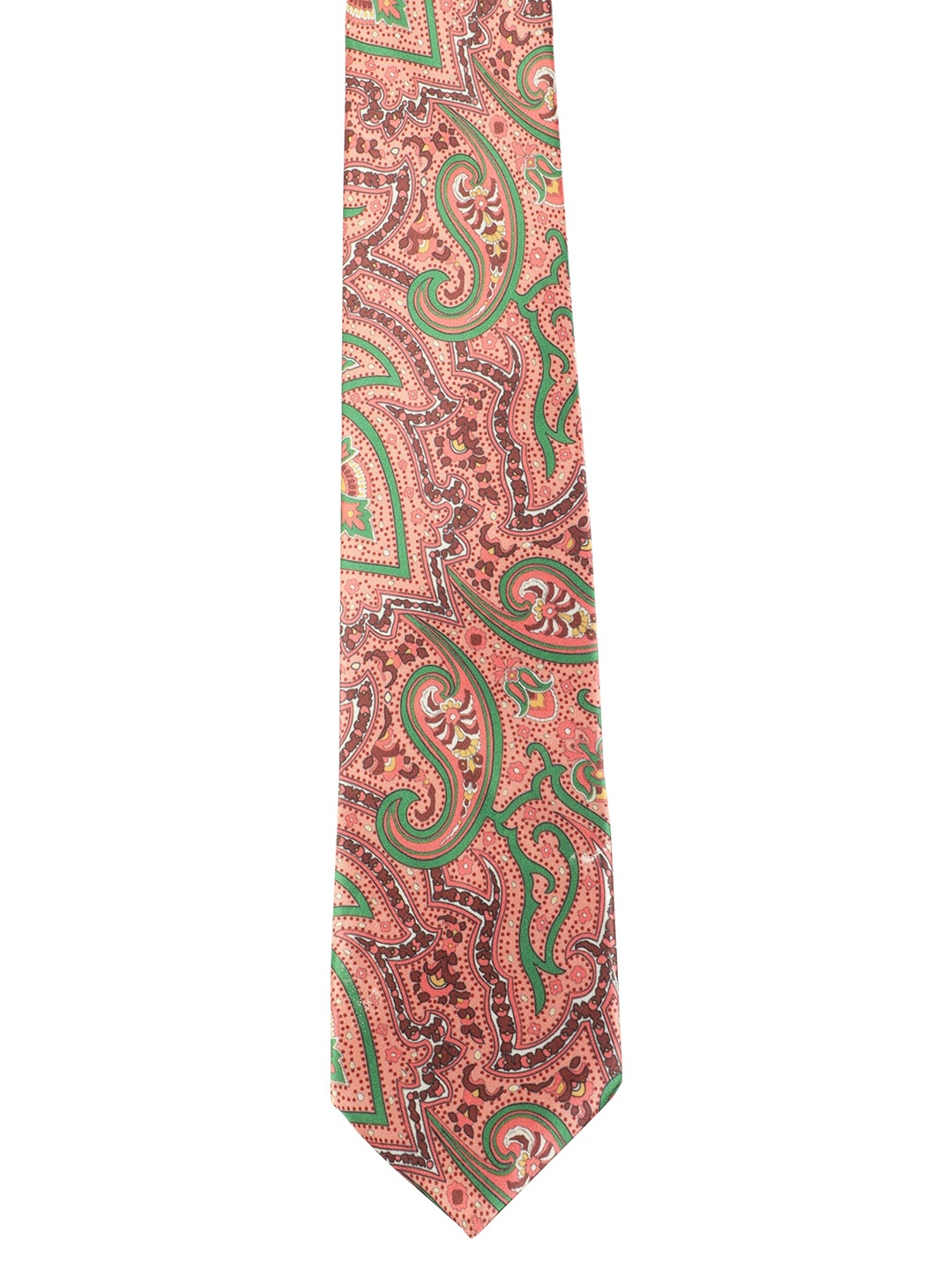 

Alvaro Castagnino Men Peach-Coloured & Green Printed Skinny Tie