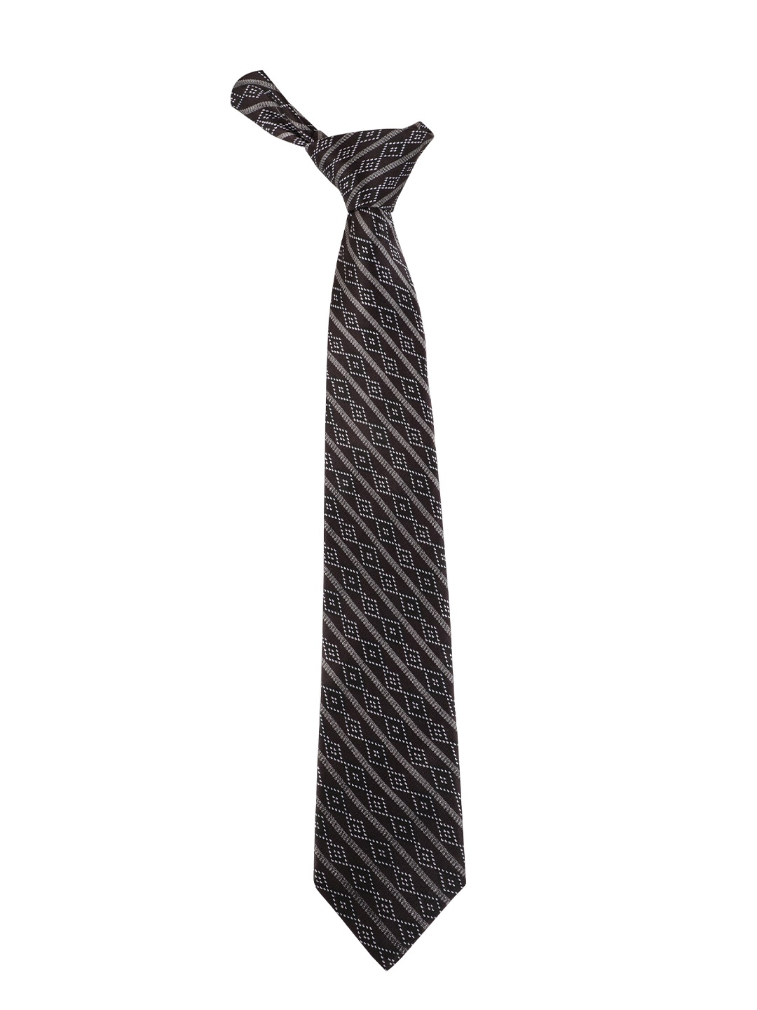 

Alvaro Castagnino Men Black & White Woven Design Skinny Tie