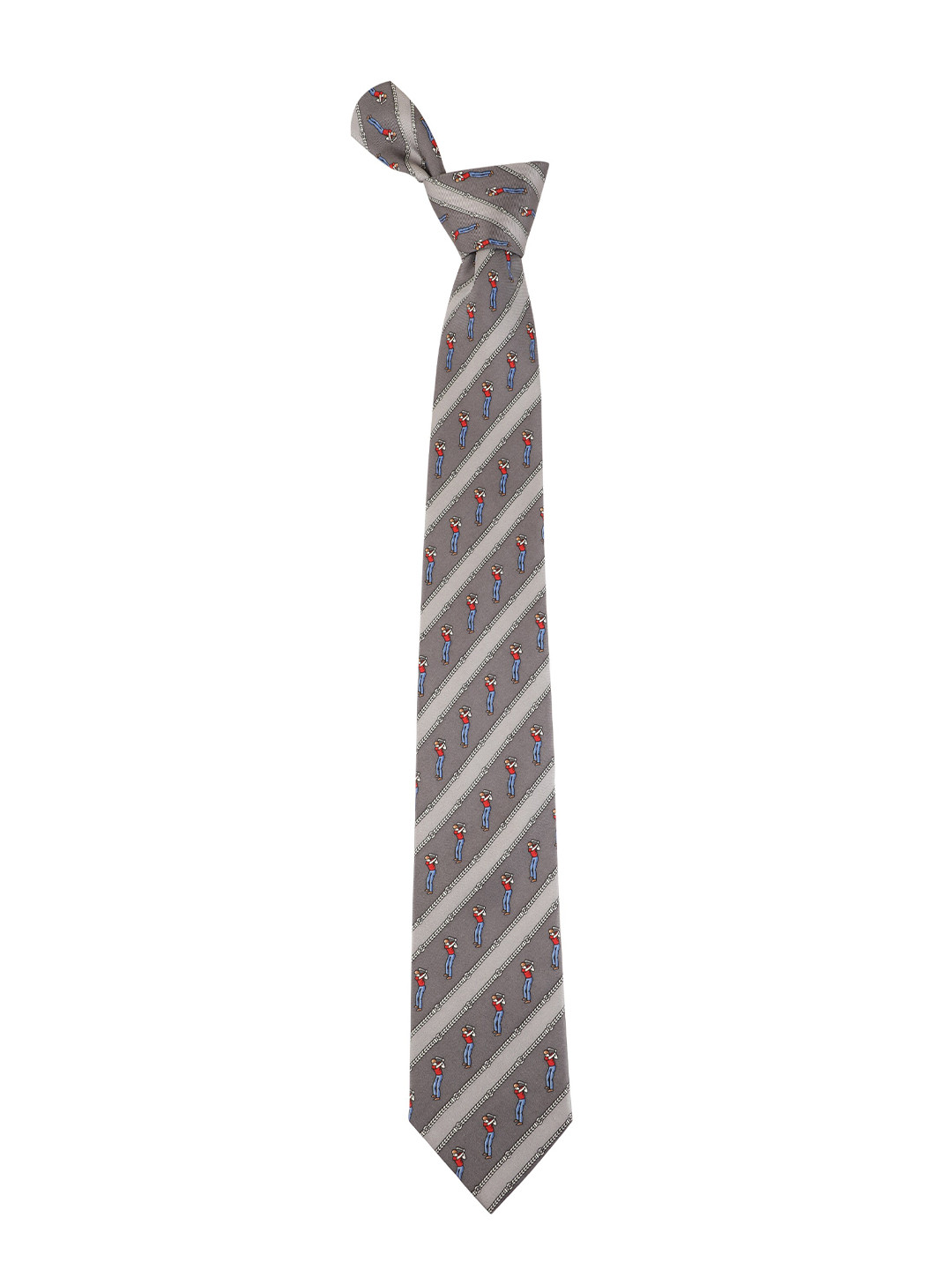 

Alvaro Castagnino Men Grey & Red Printed Broad Tie