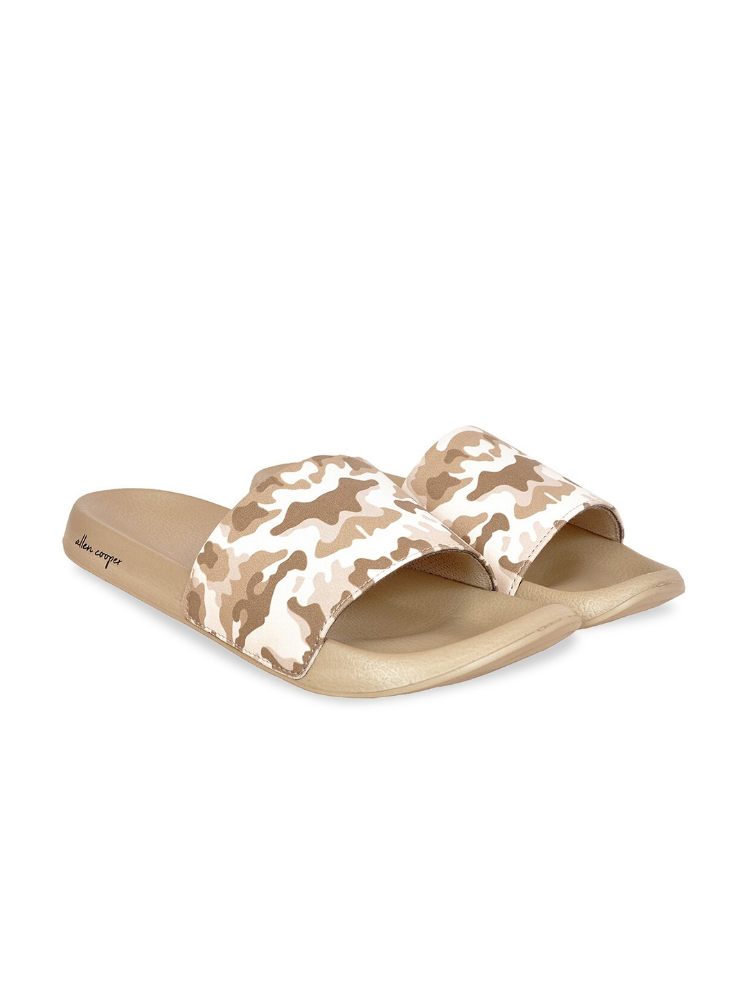 

Allen Cooper Men Beige & White Camouflage Printed Sliders