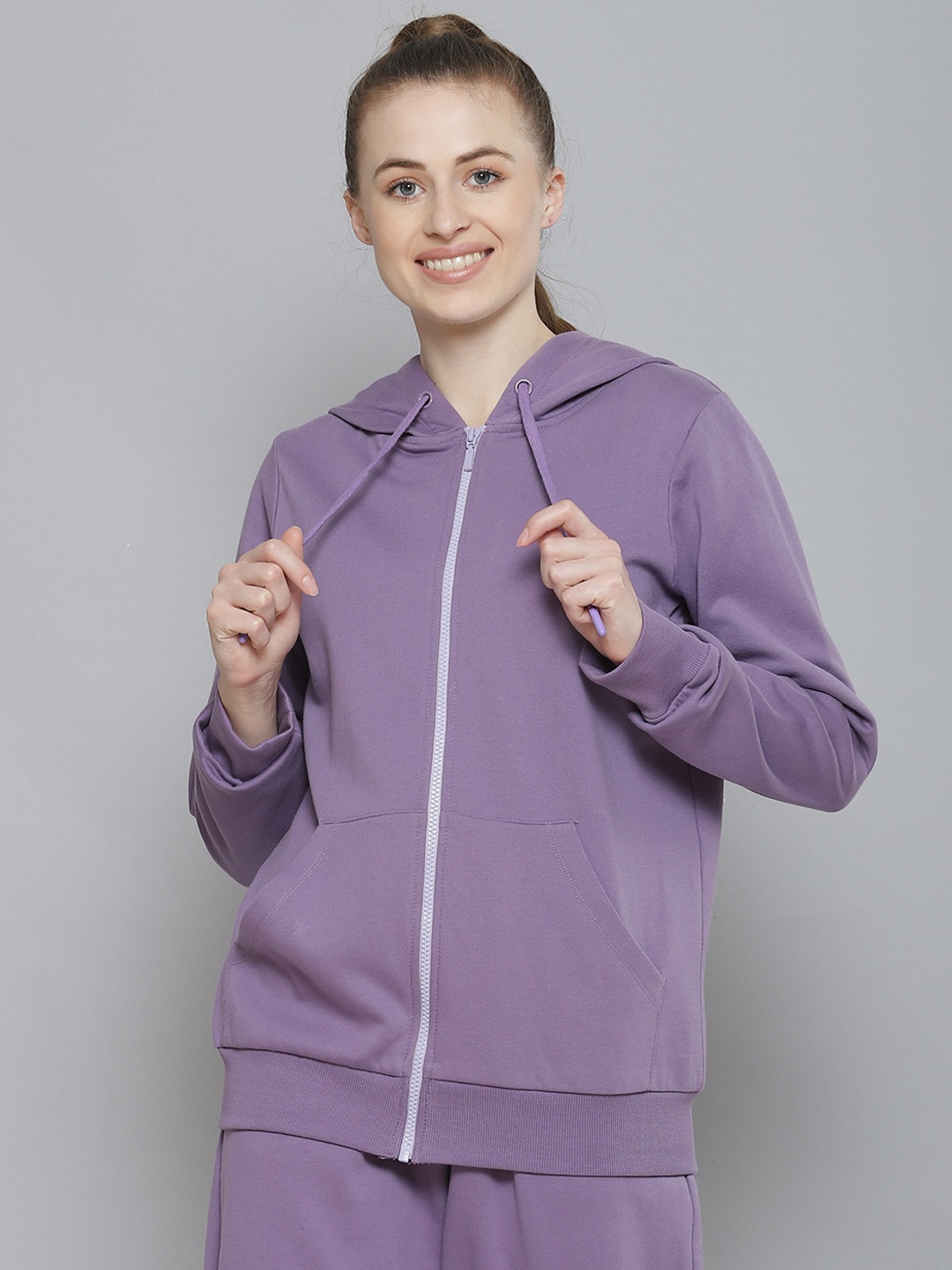 

Femella Women Lavender Fleece Hooded Sweatshirt