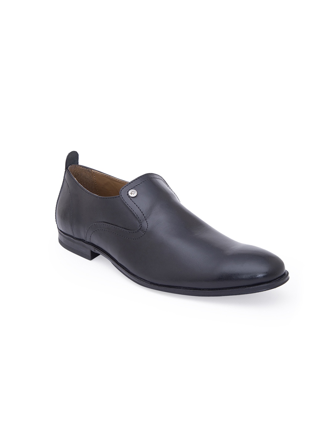 

Allen Cooper Men Black Solid Leather Formal Slip-Ons