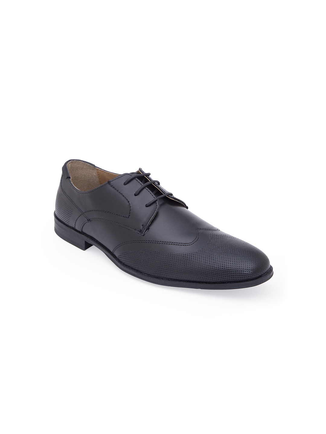 

Allen Cooper Men Black Solid Leather Formal Derbys