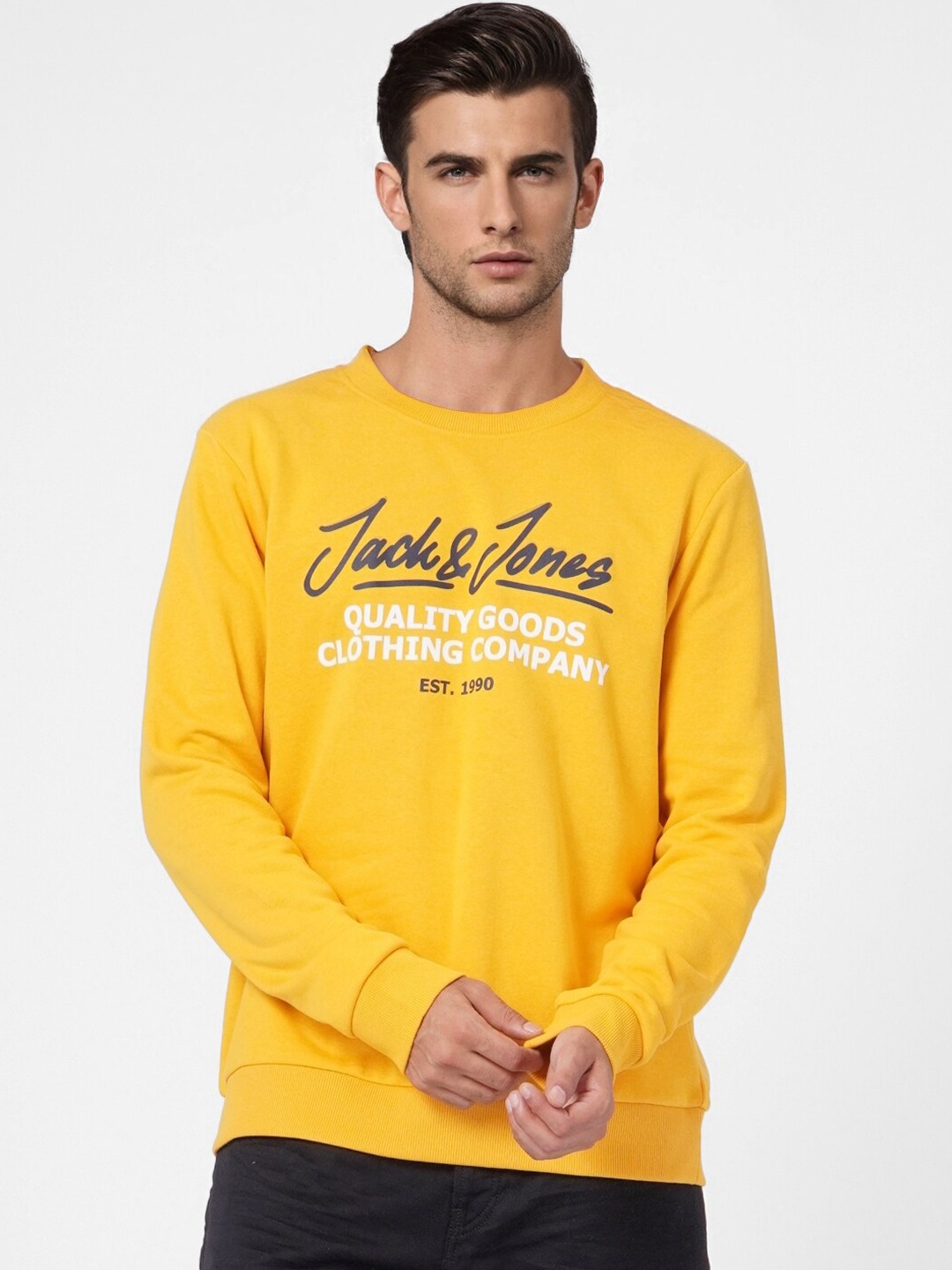 

Jack & Jones Men Yellow Printed Sweatshirt