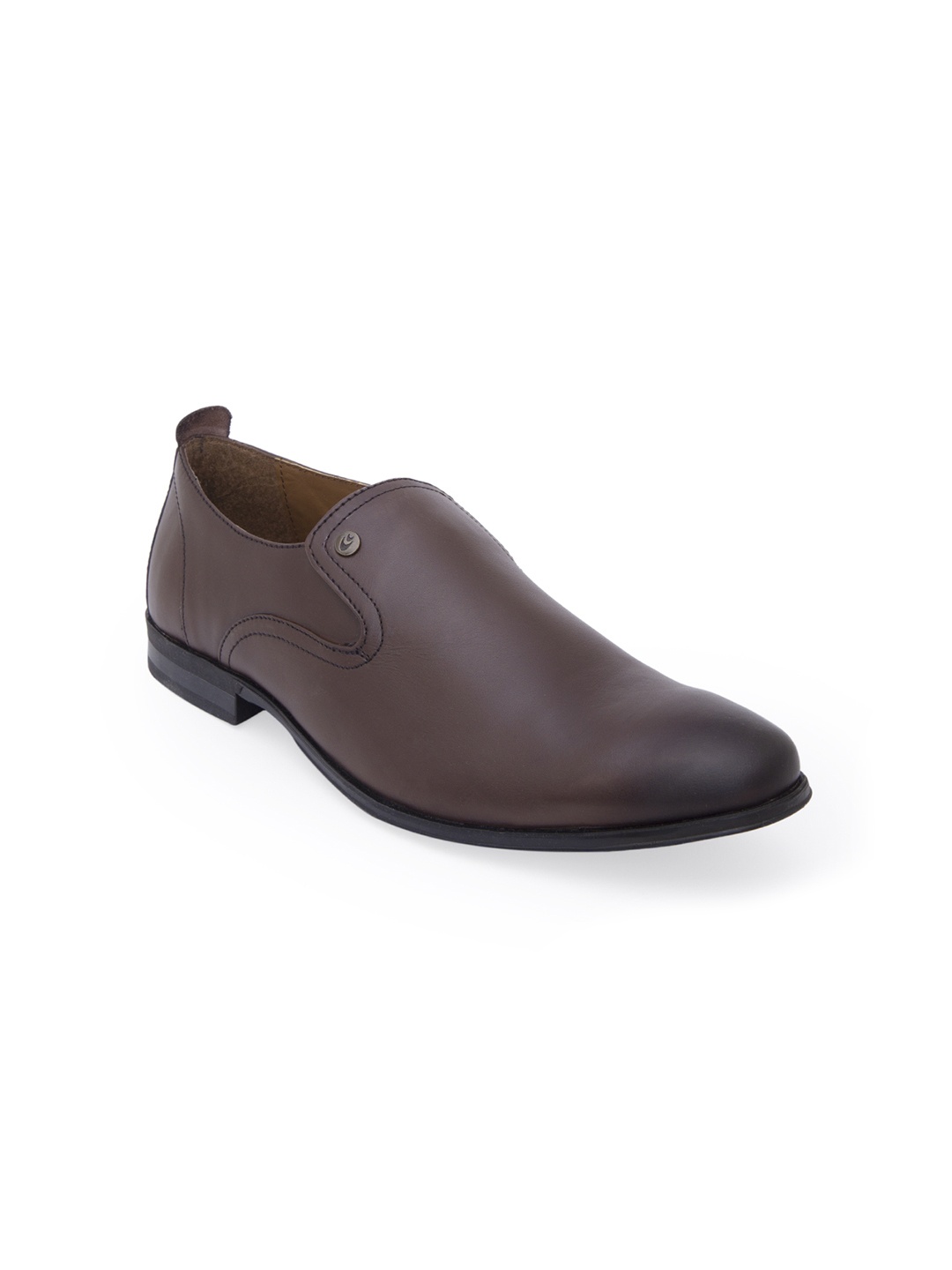 

Allen Cooper Men Brown Solid Leather Formal Slip-Ons