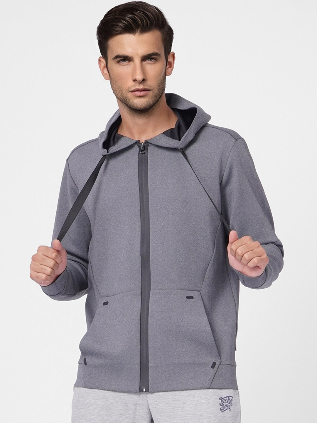 

Jack & Jones Men Grey Hooded Sweatshirt