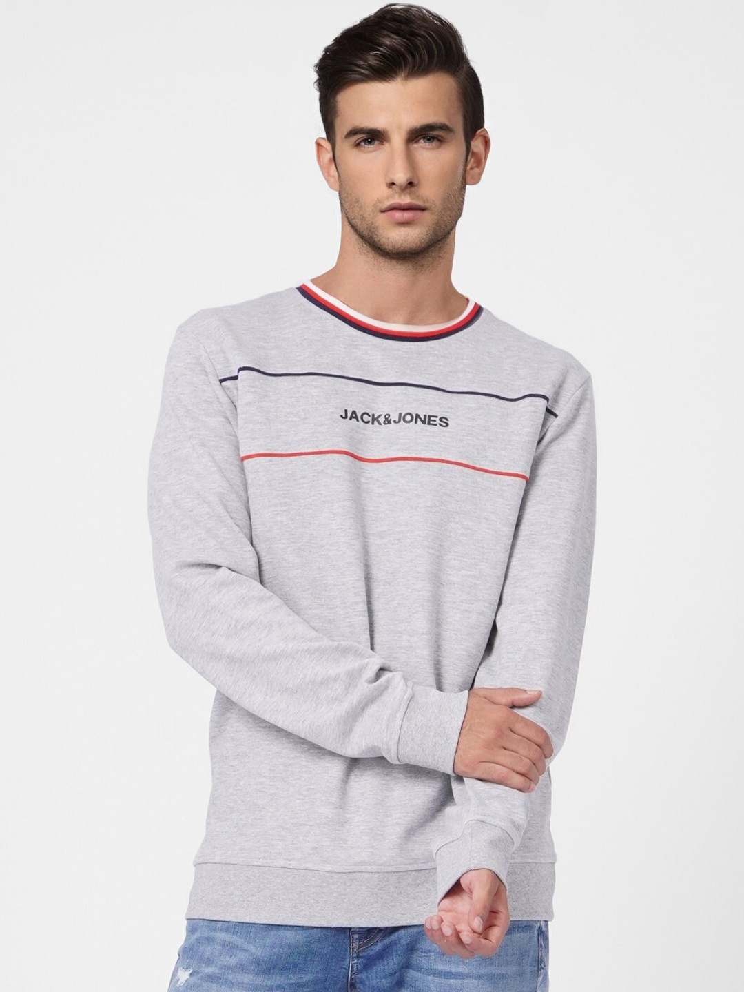 

Jack & Jones Men Grey Printed Sweatshirt