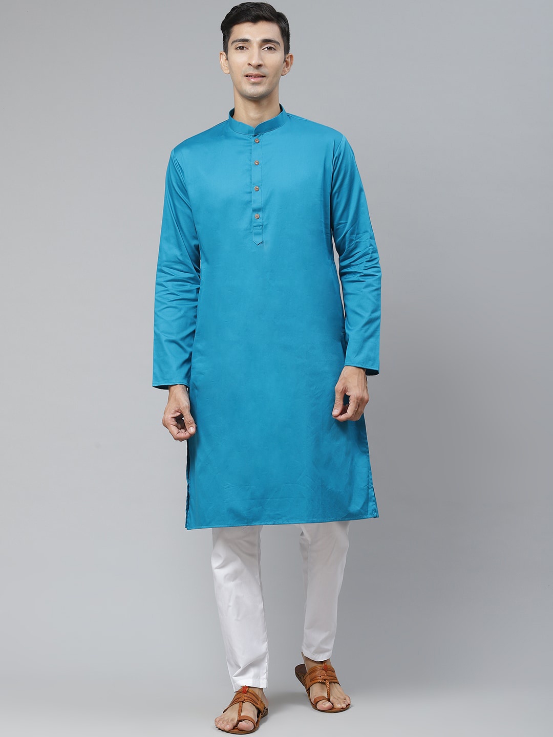 

MANQ Men Teal Thread Work Kurta