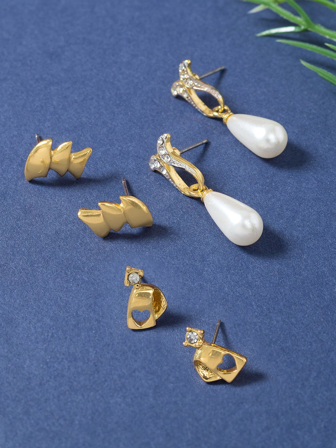 

Golden Peacock Gold-Toned Geometric Studs Earrings