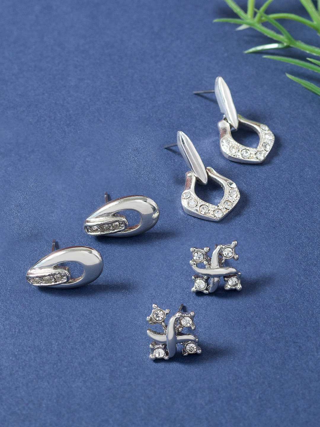 

Golden Peacock Silver-Toned Geometric Studs Earrings