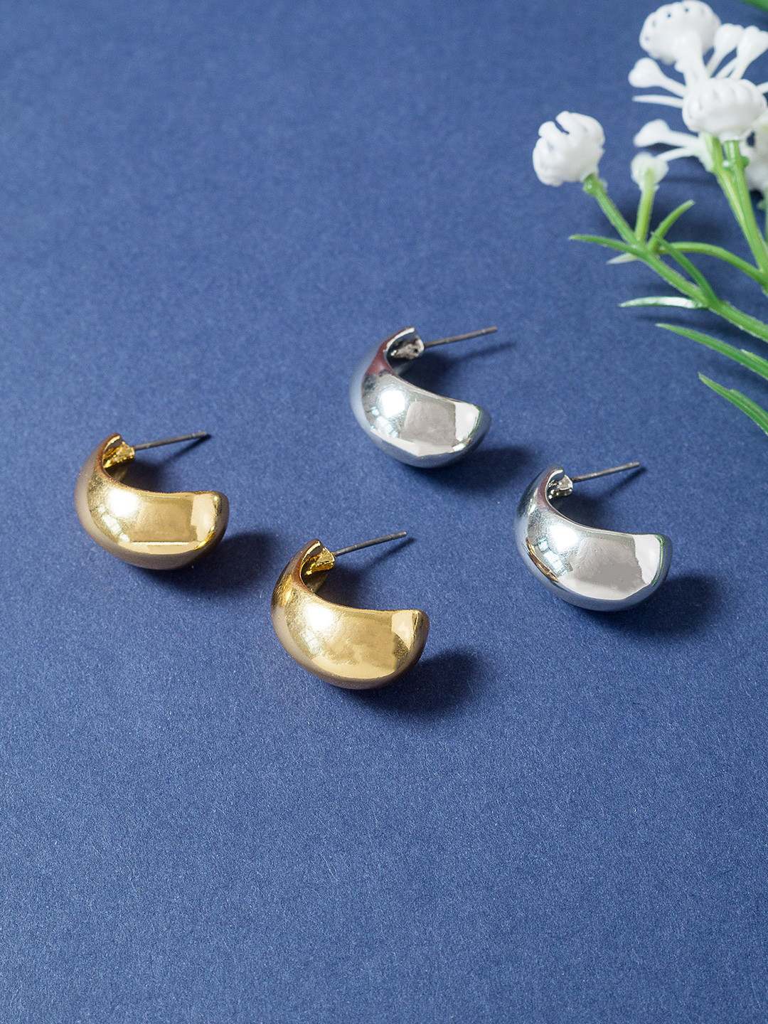 

Golden Peacock Silver-Toned & Gold-Toned Contemporary Studs Earrings